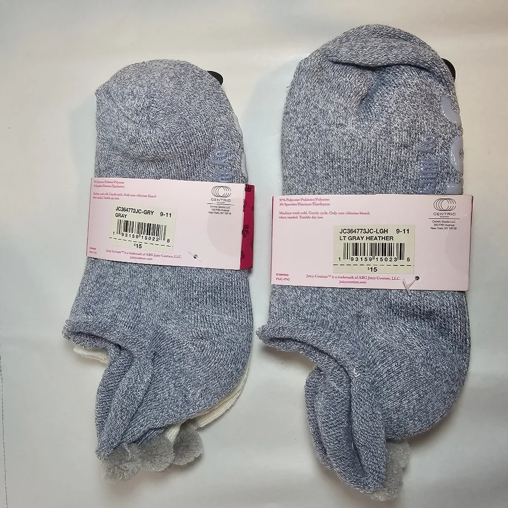 2 Package Juicy Couture Cushioned No Show Socks SIZE 9-11 (4 Pair Total) No Slip